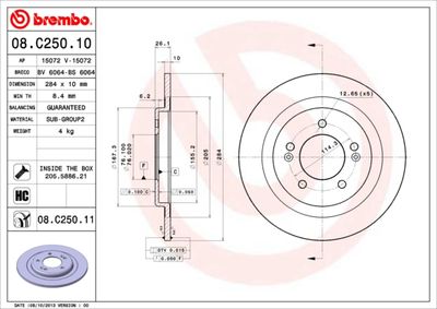 08C25010 BREMBO Тормозной диск