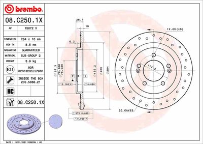 08C2501X BREMBO Тормозной диск