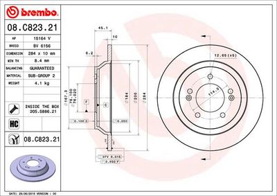 08C82321 BREMBO Тормозной диск