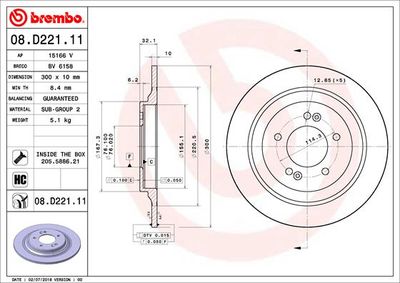 08D22111 BREMBO Тормозной диск