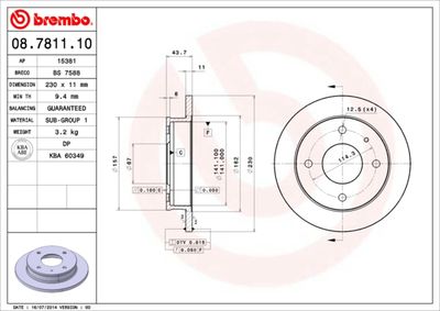 08781110 BREMBO Тормозной диск