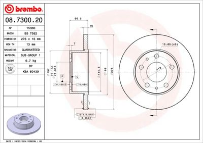 08730020 BREMBO Тормозной диск