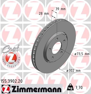 155390220 ZIMMERMANN Тормозной диск