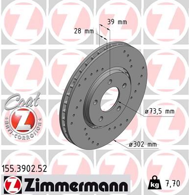 155390252 ZIMMERMANN Тормозной диск