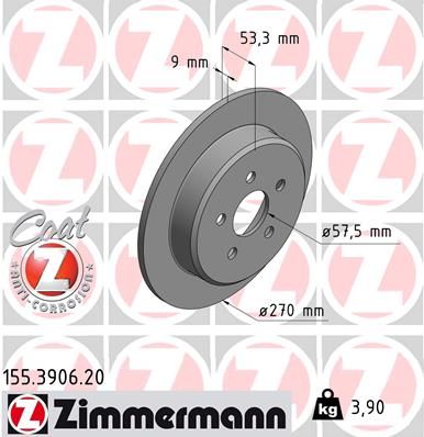 155390620 ZIMMERMANN Тормозной диск