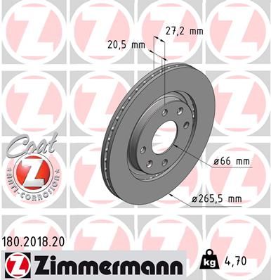 180201820 ZIMMERMANN Тормозной диск