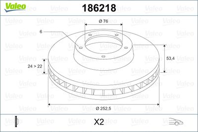 186218 VALEO Тормозной диск