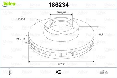 186234 VALEO Тормозной диск