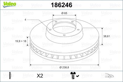 186246 VALEO Тормозной диск