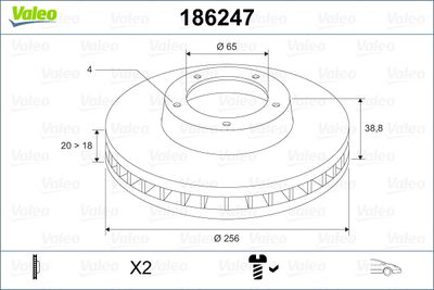 186247 VALEO Тормозной диск