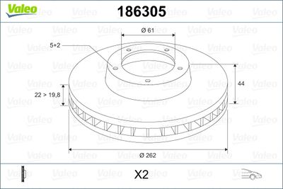 186305 VALEO Тормозной диск