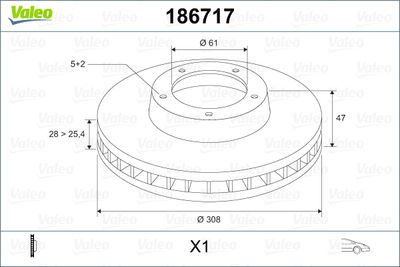 186717 VALEO Тормозной диск