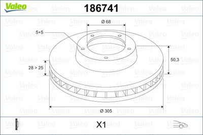 186741 VALEO Тормозной диск