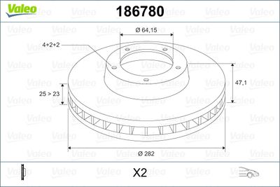 186780 VALEO Тормозной диск