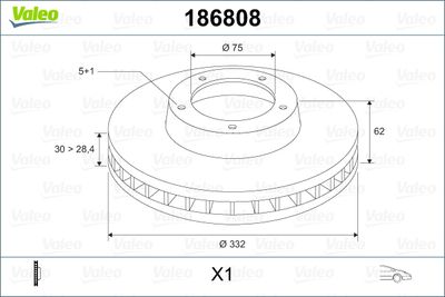 186808 VALEO Тормозной диск