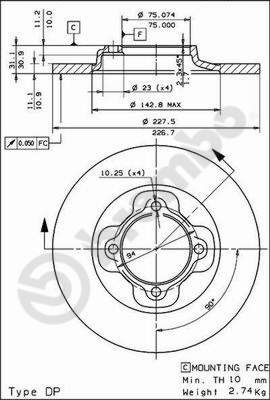 08443610 BREMBO Тормозной диск