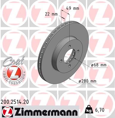 200251420 ZIMMERMANN Тормозной диск