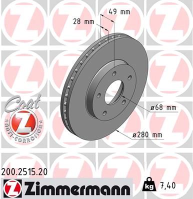 200251520 ZIMMERMANN Тормозной диск