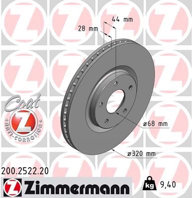 200252220 ZIMMERMANN Тормозной диск