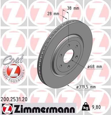 200253120 ZIMMERMANN Тормозной диск