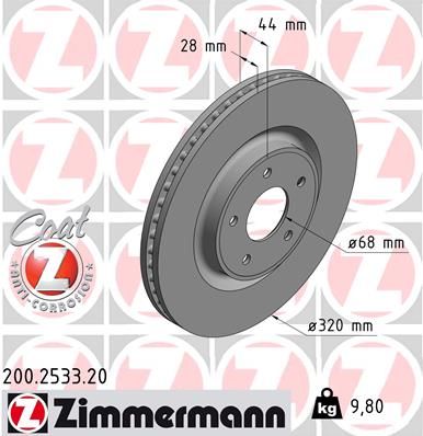 200253320 ZIMMERMANN Тормозной диск