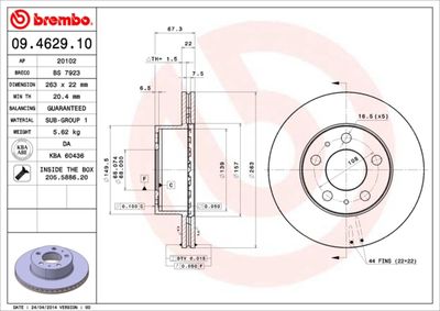 09462910 BREMBO Тормозной диск