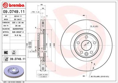 09D74911 BREMBO Тормозной диск