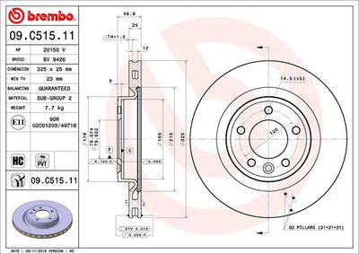 09C51511 BREMBO Тормозной диск