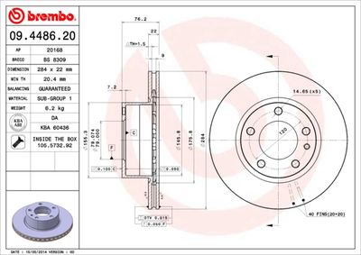 09448620 BREMBO Тормозной диск