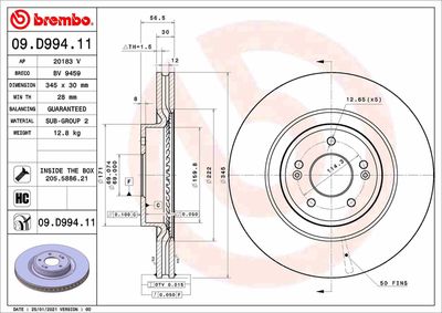 09D99411 BREMBO Тормозной диск