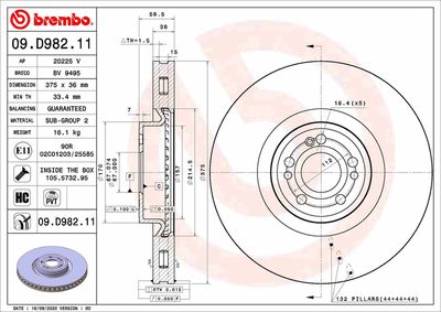 09D98211 BREMBO Тормозной диск