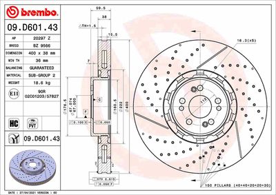 09D60143 BREMBO Тормозной диск