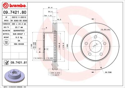 09742180 BREMBO Тормозной диск