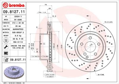 09812711 BREMBO Тормозной диск