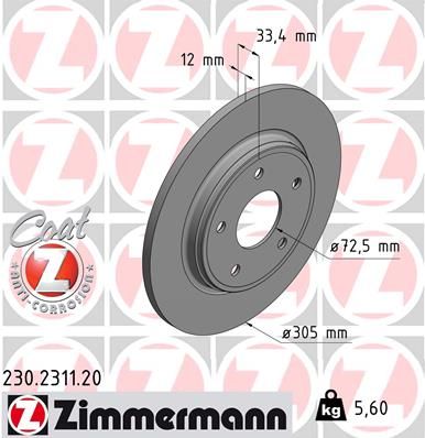 230231120 ZIMMERMANN Тормозной диск