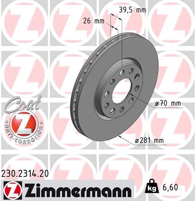 230231420 ZIMMERMANN Тормозной диск