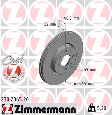 230236520 ZIMMERMANN Тормозной диск