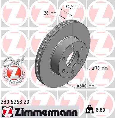 230626820 ZIMMERMANN Тормозной диск