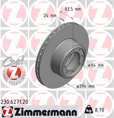 230627120 ZIMMERMANN Тормозной диск