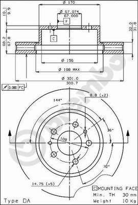 09303610 BREMBO Тормозной диск