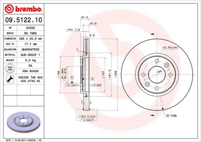 09512210 BREMBO Тормозной диск