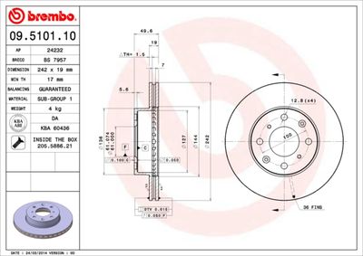 09510110 BREMBO Тормозной диск