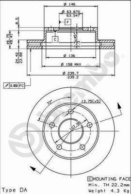 09491440 BREMBO Тормозной диск