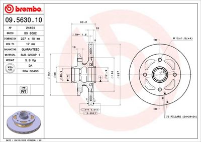 09563010 BREMBO Тормозной диск