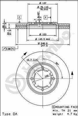 BS8087 BRECO Тормозной диск