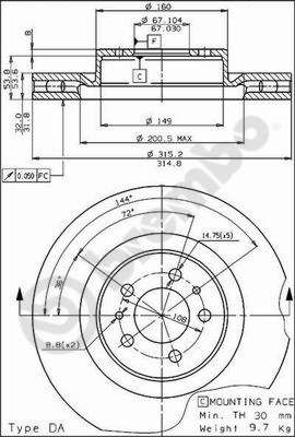 BS8121 BRECO Тормозной диск