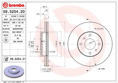 09525420 BREMBO Тормозной диск