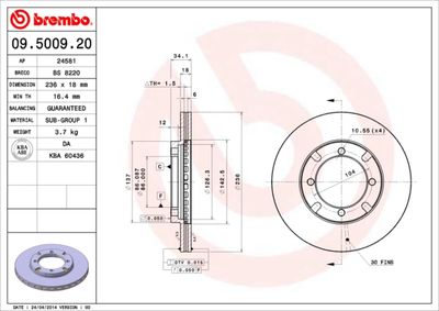 BS8220 BRECO Тормозной диск