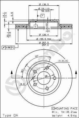 BS8213 BRECO Тормозной диск