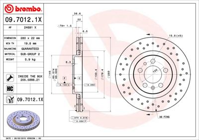 0970121X BREMBO Тормозной диск